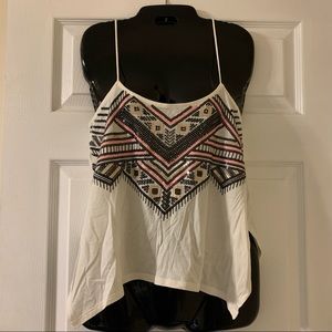 Express Aztec beaded crop tank top